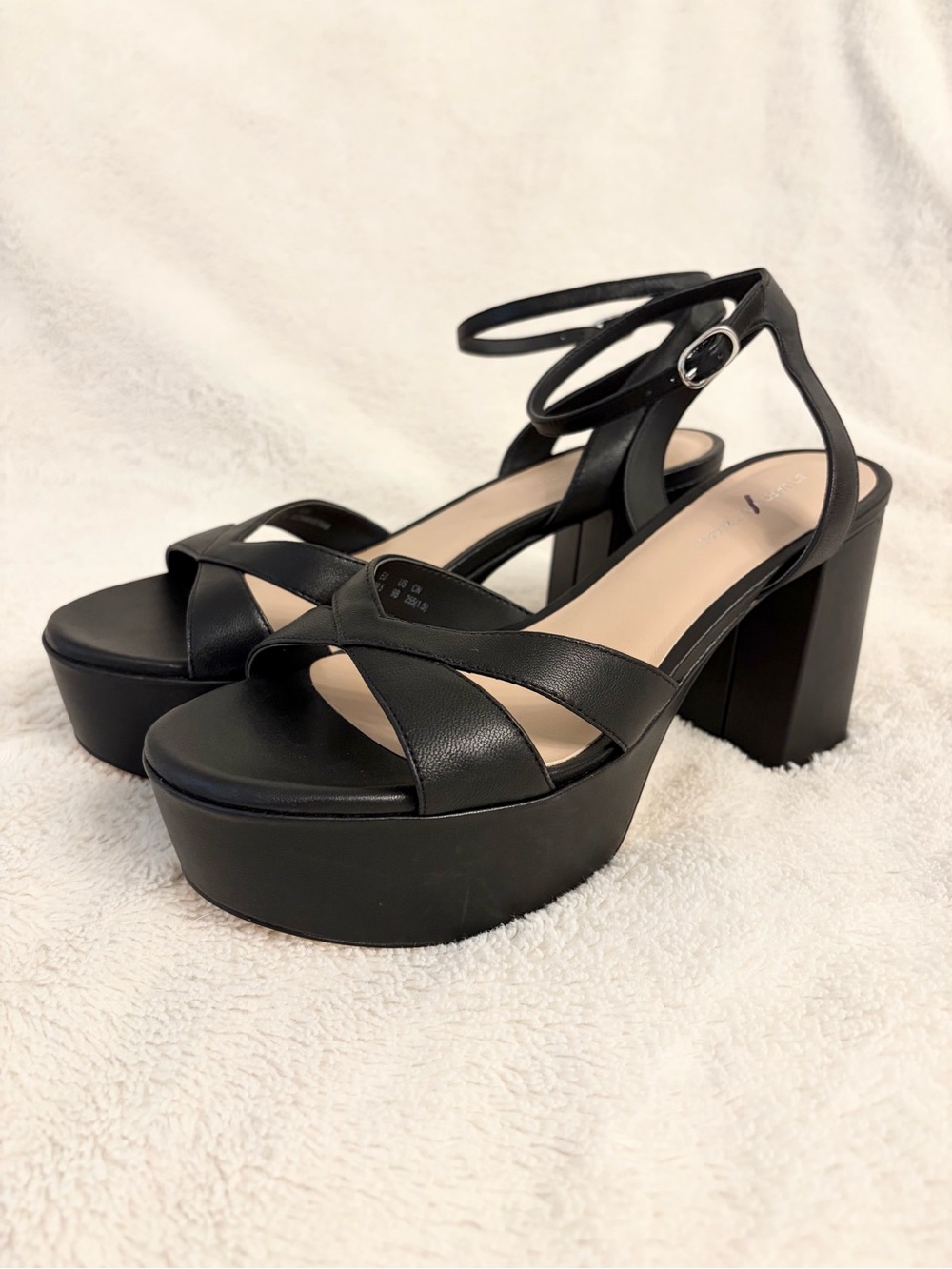 NEW Stuart Weitzman 9 Miami Platform Sandal block heel black open toe leather